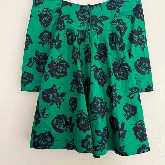 Janie and Jack Emerald Dress with navy Floral Accents - Picture 3 of 5